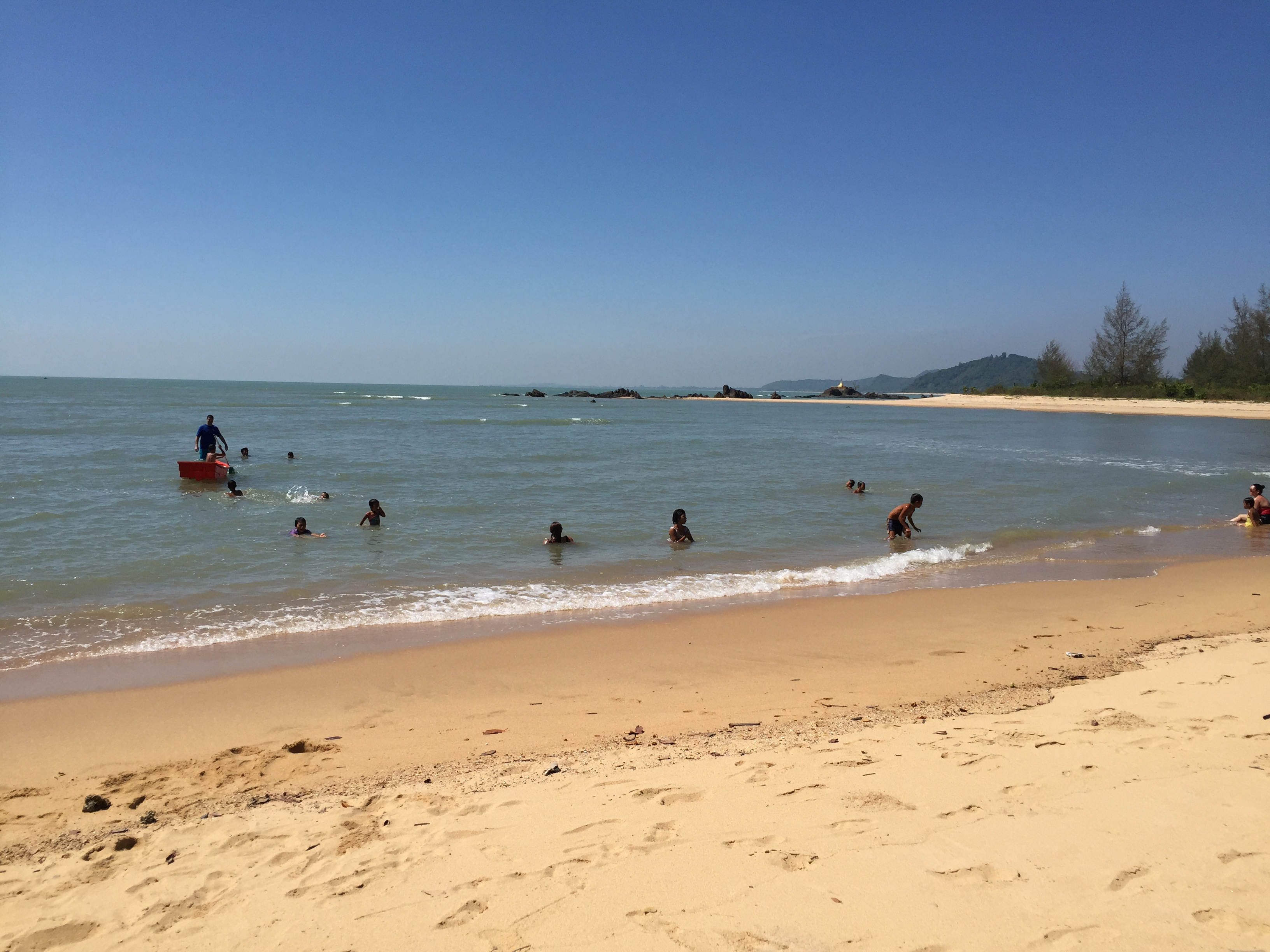 Children playing in the sea along Myanmar's coast